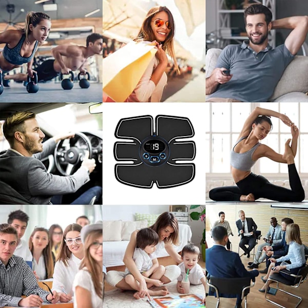 Musta Lihastimulaattori, Kannettava Fitness Miehille ja Naisille, Käsi- ja Jalkamassaattori Vatsalle
