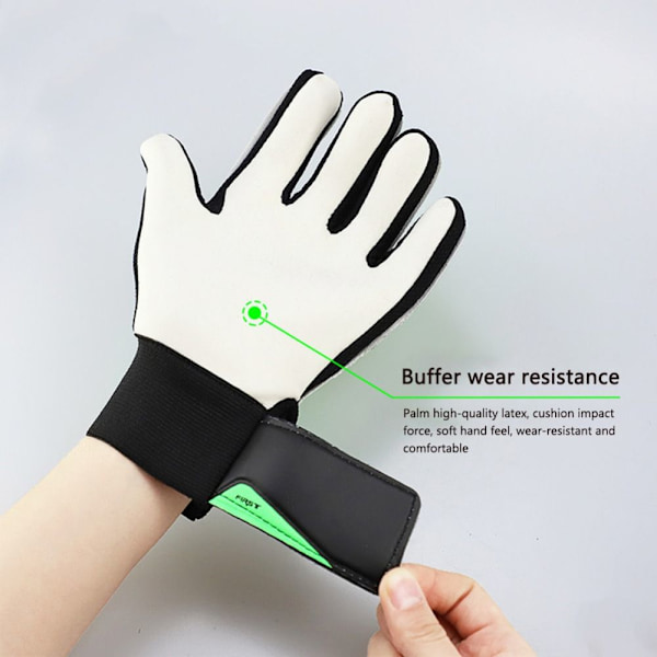 Par Børnefodbold Målmandshandsker Anti-Kollisions Latex PU Fodbold Håndbeskyttelseshandsker Grøn Green 6