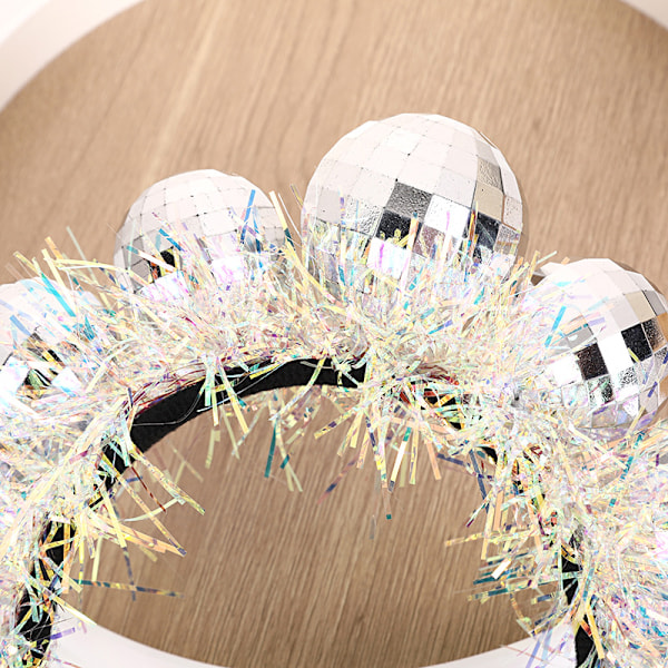Kostymhuvudbonad, Discokula-Hårband, Discohuvudbonad, Silver, för Kvinnor, Kostymfesttillbehör
