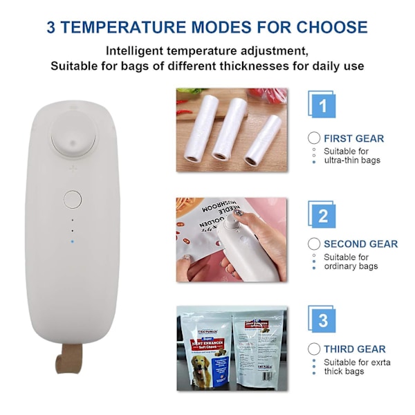 Mini varmeforsegler USB poseforsegler maskin med kutter håndholdt 2 i 1 varme matforsegler klips