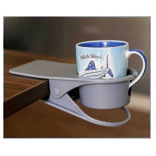 Newway-dryckeshållare klämma, bordflaska koppställ bordsskiva klämma vatten dryck läsk kaffe mugghållare, 1 st grå