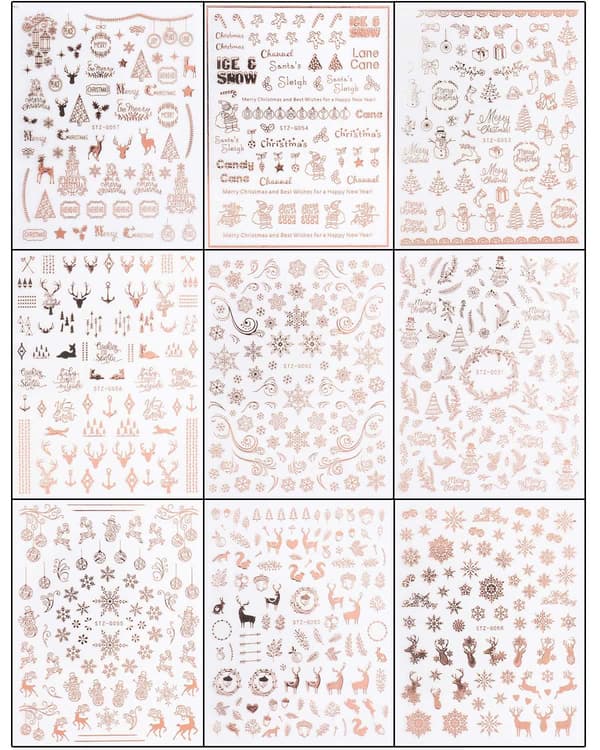 Jul Nagelstickers - Roséguld Snöflinga Vinter Nageldekaler