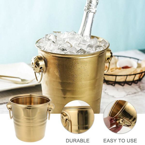 1 st 3L rostfritt stål ishink tjock huvud ishink fest ishink (guld)