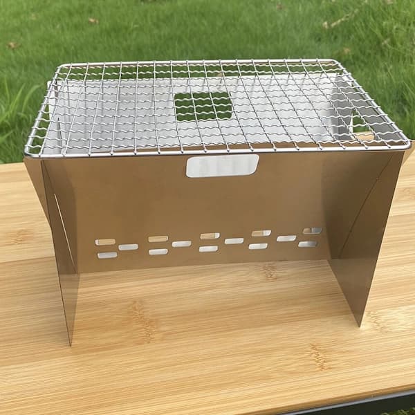 Bärbart minigrillställ, hopfällbart BBQ-ställ i rostfritt stål för utomhuscamping, picknick, bakgård, silver 20 x 13 x 12 cm