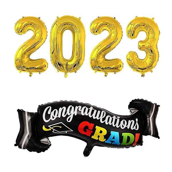 Vuoden 2023 valmistujaisjuhlan koristetarvikkeet - Onnitteluballoonit lateksista ja folioista