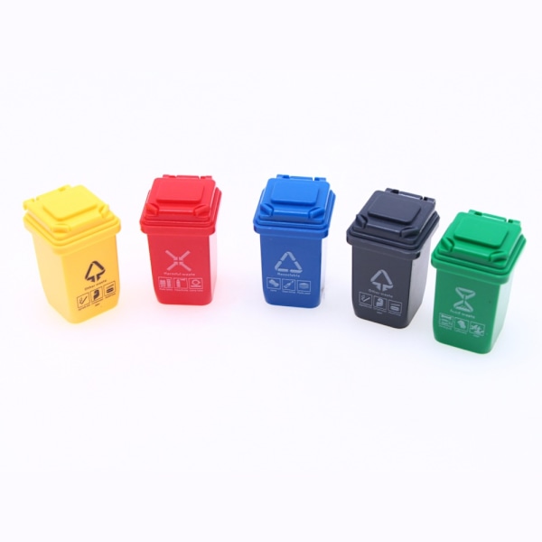 5 st Miniatyr Sopkorg Leksak Mini Wheelie Bin Dockhus Avfallshållare Miniatyr Sortering Sopkorg Modell