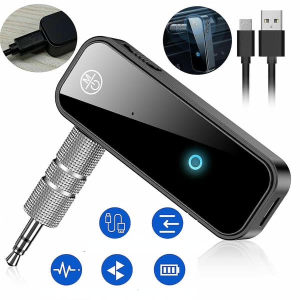 USB Trådløs Bluetooth 5.0 Sender Mottaker 2i1 Lydadapter 3.5mm Aux Bil