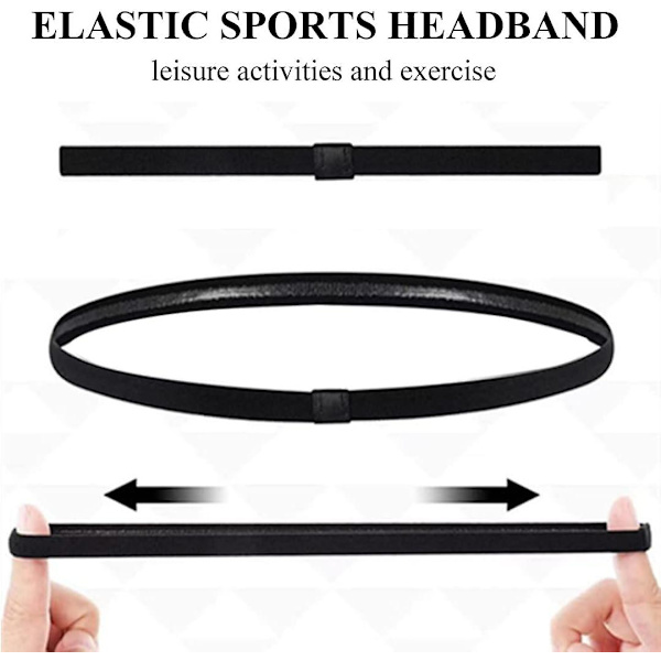 4 stycken pannband, elastiska silikon grepp träningshår och svettband för fotboll, basket, fotboll, tennis, yoga och golf (svart)