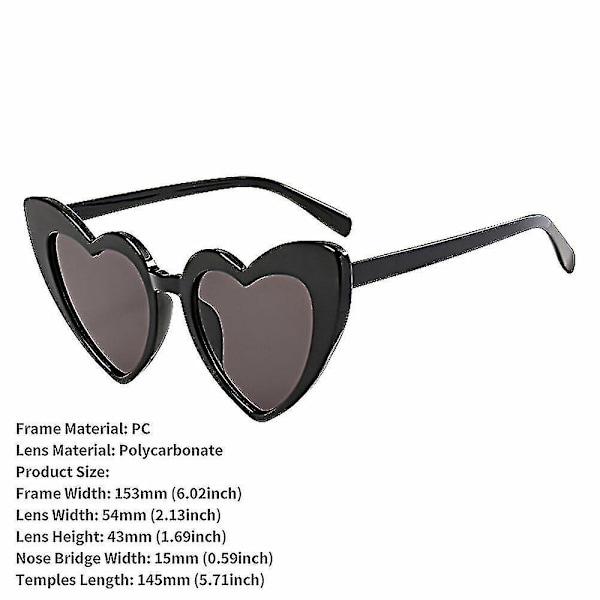 Kvinner elsker hjerteformede solbriller Retro Gradient Color Lens Eye Glasses