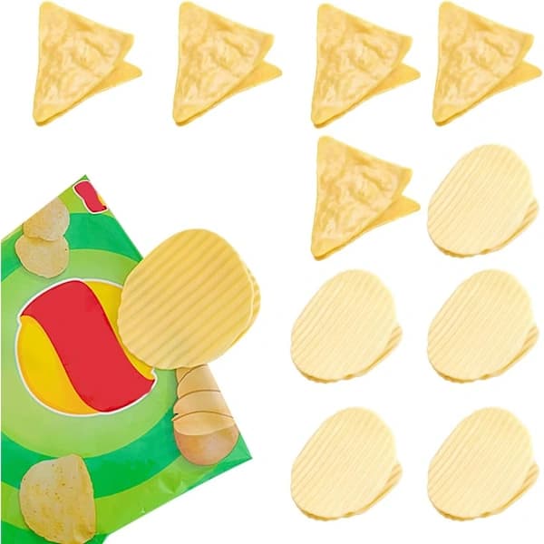 10-pakning chipsposeklemmer, chipsformede plastforseglingsklemmer for kjøkkenoppbevaring av snacks, gul