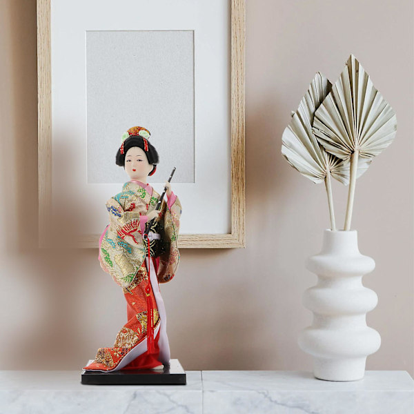 1 stk japansk stil geisha dukke kimono dukke dekorasjon skrivebord pynt hjem dekorasjon