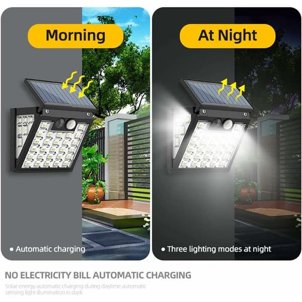 Solcellelampe utendørs med LED-bevegelsessensor - IP65 vanntett, 3 lysmoduser, 270° strålevinkel, kompatibel med uteplass og hage