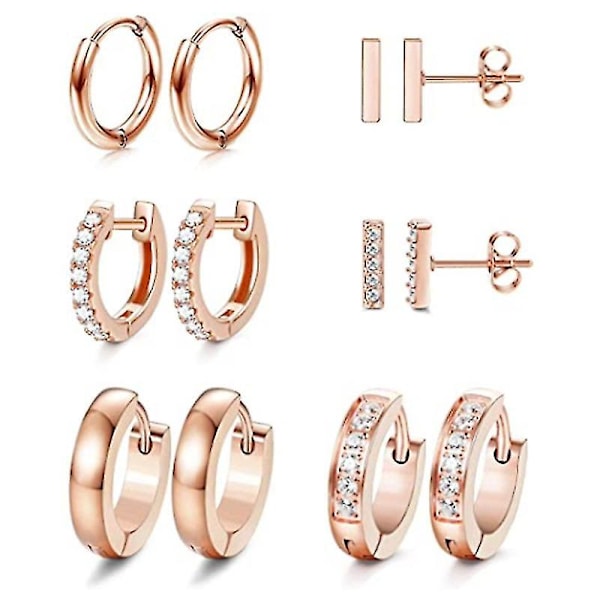 6 par rosegull gullringsett for kvinner, lette, hypoallergene, chunky, åpne ringersett for gave