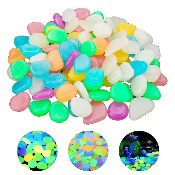 100 Pcs Aquarium Glow Stones,fish Tank Gravel Decorations,colorful Luminous Cobblestones