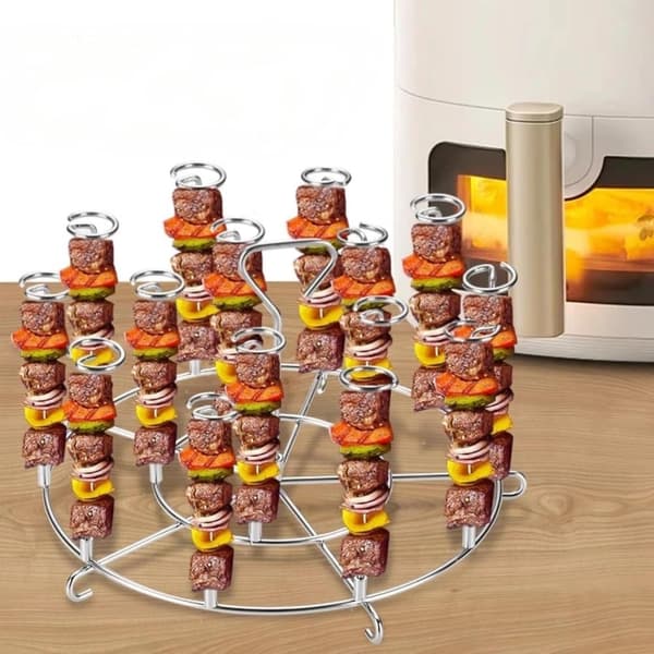 Grillspydstativ 304 Rustfrit Stål - Kompatibelt Med Airfryer