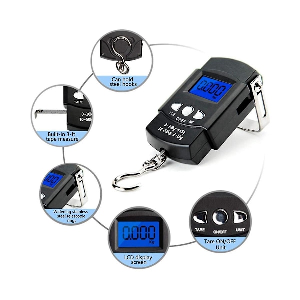 1 st 50 kg Resevåg Digital Fiskevåg Med Linjal Hög Precision Fiskevåg Inget Batteri