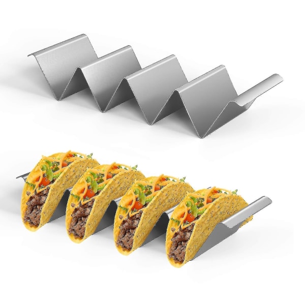 1 stk Taco-holdere, 4 rom Taco-stativ Ovnssikkert Rustfritt stål 304 Taco-stativ for restaurant og hjem