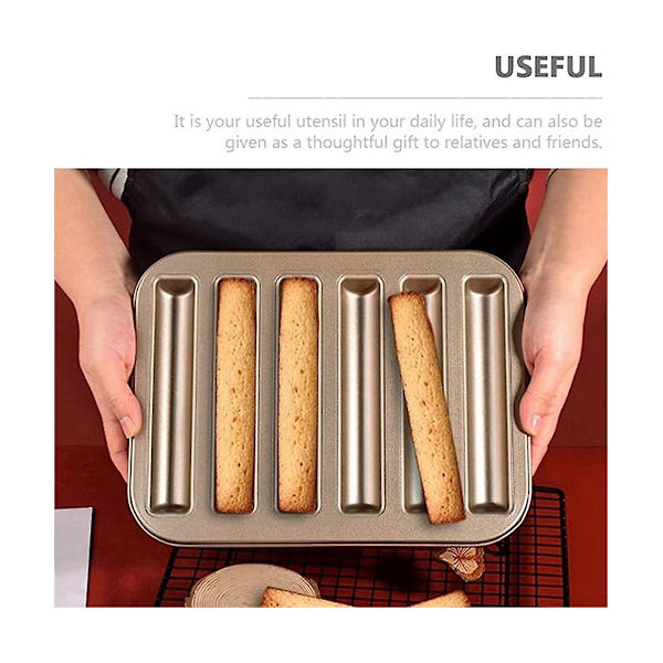 Biscuit Stick Bageplade Kulstofstål Brødstang Biscotti Damefinger Lille Muffin Cupcake Tin Bakke