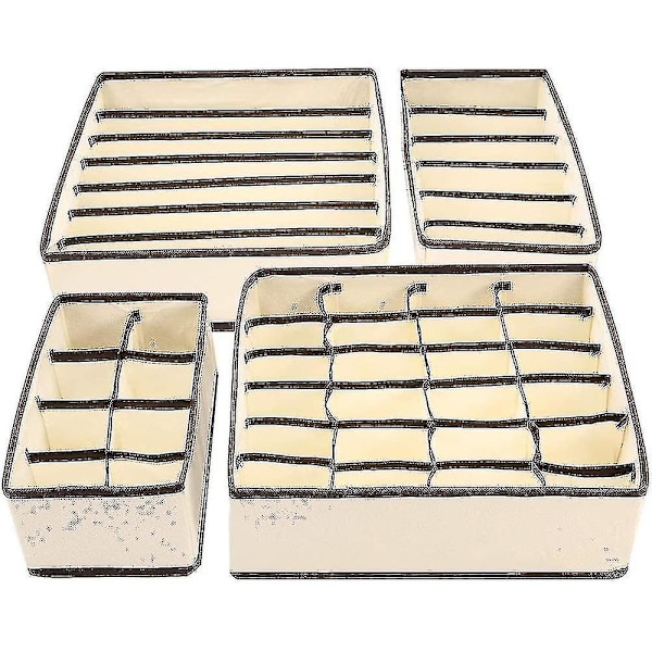 4-pack hopfällbara lådarrangörer i olika storlekar, lådarrangör