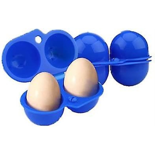 1 Set Egg Storage Box Portable Egg Container Egg Box For Outdoor Camping Picnic Hiking School-blue