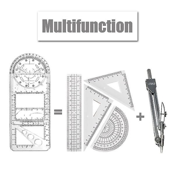 2 stk. Multifunktionelle tegneredskaber Geometriske lineal Geometriske tegne skabeloner Gave