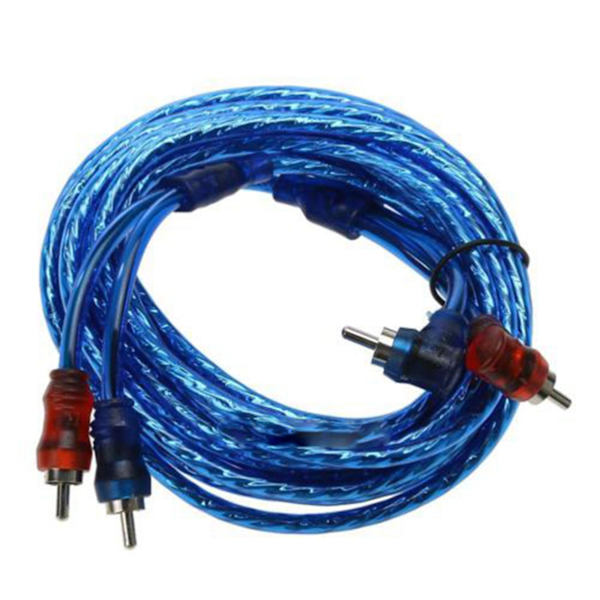 2 stk. 5m 2 Rca til 2 Rca stik bilstereo lyd kobber kabel system forstærker flettet