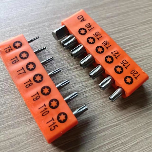 14-delt tamper-proof Torx-bitssett, S2-legeringsstål T5-T40 sikkerhets-tamper-resistent stjernbits. Gaver til menn