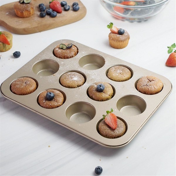 Nonstick 24-delt muffinsform med utvidede håndtak for jevn baking, tåler oppvaskmaskin B