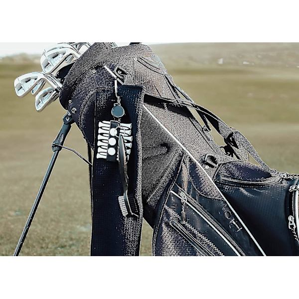 Golf tilbehør gaveæske - Golfhåndklæde, golfkøllebørste med rillebørste, sammenklappeligt divot-reparationssæt med boldmarkør, golfboldmarkør og golfte