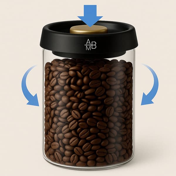 Kaffebönbehållare 1800 ml vakuumförseglad lufttät glasburk med enknappsventil för kaffe, te, nötter och köksbänken