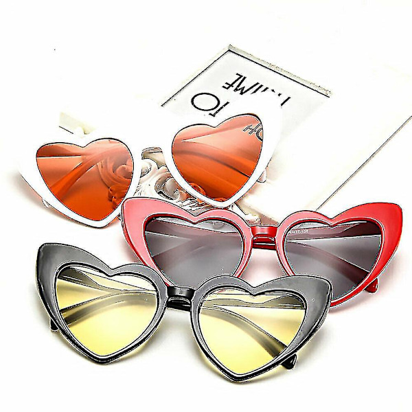 Kvinner elsker hjerteformede solbriller Retro Gradient Color Lens Eye Glasses