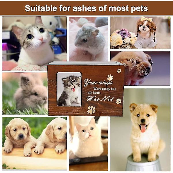 Träurna för husdjur - Minneslåda med fotoram för aska från hund/katt