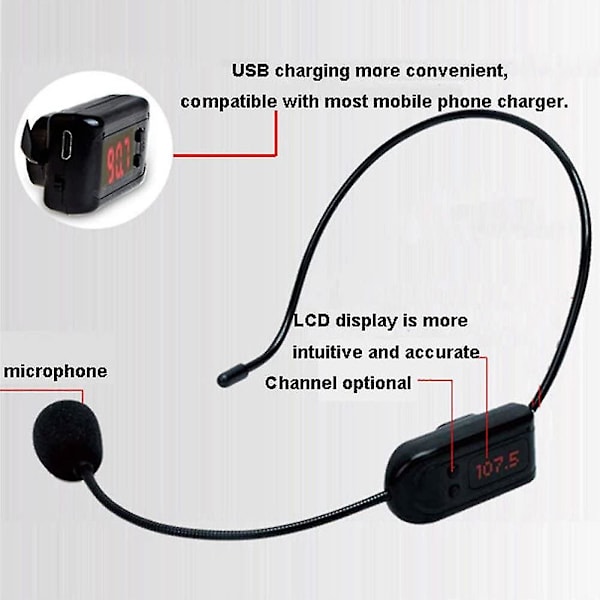Trådlös mikrofon FM-radio headset mikrofon handsfree mikrofon headset megafon mic trådlös mic headset