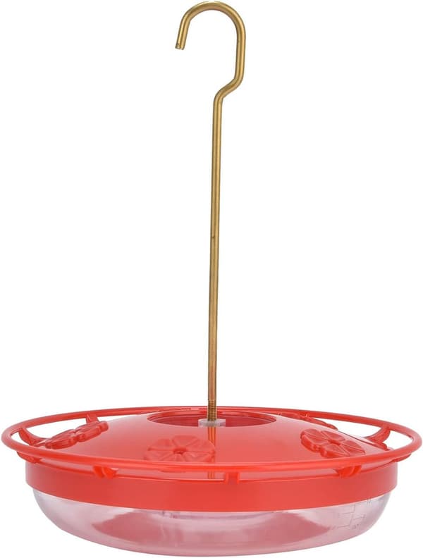 Hængende foderbræt til fugle med gennemsigtig frøbakke, holdbart plast-foderbræt til vilde fugle til have, terrasse og altan, rød 20 cm