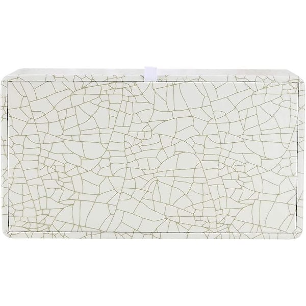 Rektangulär läder servettlåda (beige - is sprickor mönster)