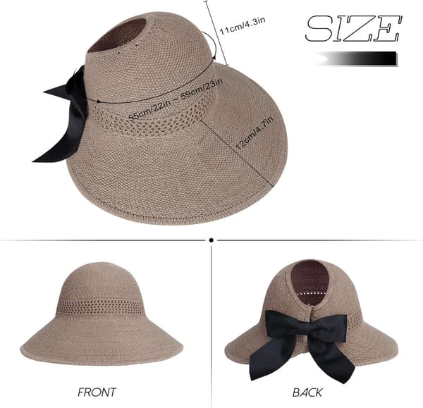 Stråhat til kvinder Strandsolhat Sammenfoldelig Stor (Khaki)