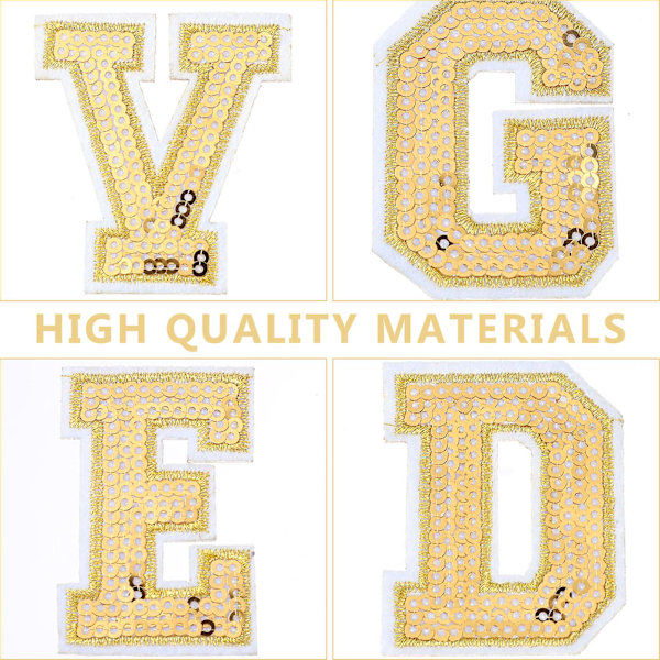 56 stk. Sequin Guld Bogstav Patches Stryg på Patches Alfabet Tøj Patches