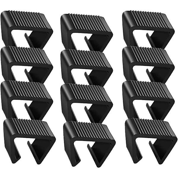 12pcs Rattan Furniture Clips Outdoor Patio Wicker Furniture Alignment Clips Plastic Rattan Sofa Clips For Garden Outdoor Couch Patio Furniture, Black