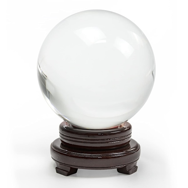 Kristallkula 150mm Klar Kristallkula Artificiell Glas Kristallkula Magisk Healing Kristall Sfärisk Boll Linskristallkula med Trästativ