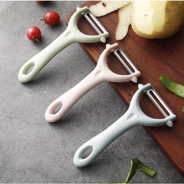 3 stk. rustfrit stål æblepille Køkkenredskaber Kartoffelpille Grøntsagsrive Melonpille Razor (Nordisk Pink) (Nordisk Grøn), (Nordisk Blå)