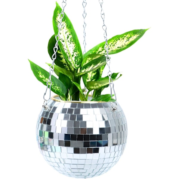 1 stk. Henge Disco Ball Planter Planteholder Med Krok Og Trestativ