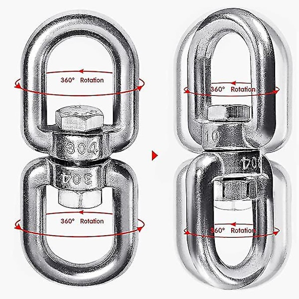 M8 Heavy Duty 304 Rustfritt Stål Svingbar Ring Dobbel Ended Svingbar Øyekrok For Web Treetur, Terapisving, Luftdans, Sving Spinner Henger
