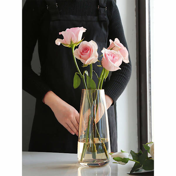Modern Glasvas Kristallklar Glasvas för Hemmakontorsinredning (Kristallbärnsten) Minimalistisk Transparent Aurora Phantom