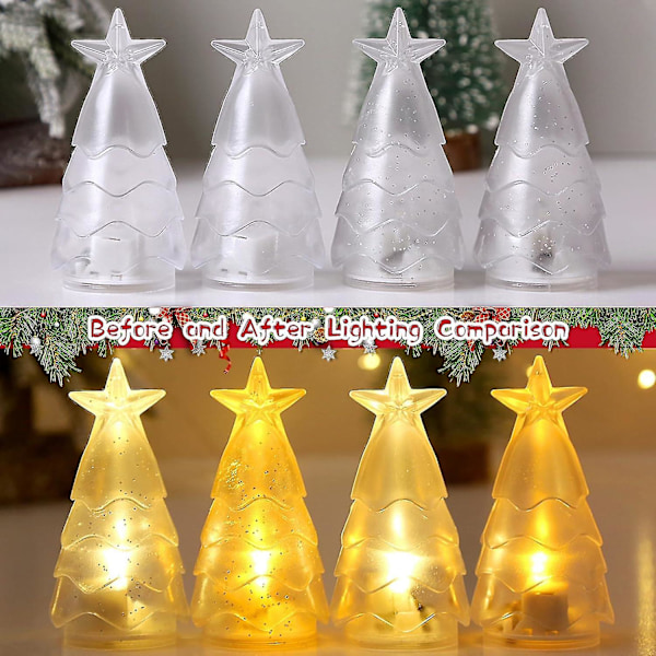 4 st julgransljus, LED-kristalljulgransljusdekorationer, julgransbelysning inomhus utomhus n