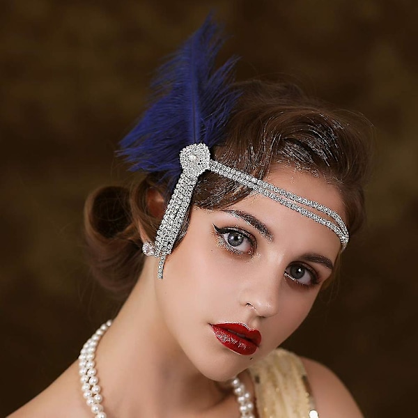 Huvudband Dam 1920-tal Huvudbonad Great Gatsby Inspirerad Fjäderhuvudband Cocktailfest Rhinestone Hårtillbehör