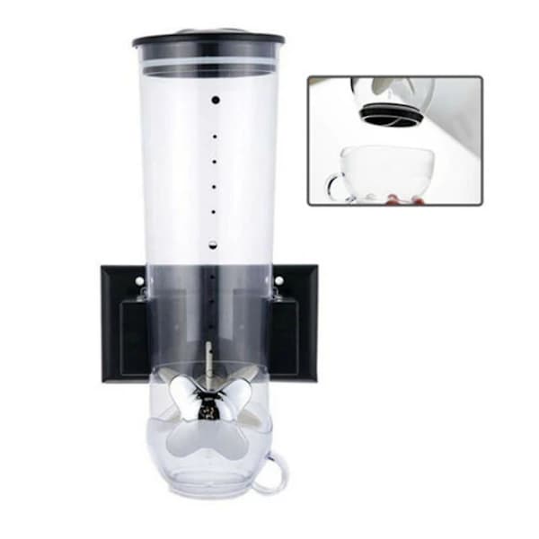 Vægmonteret Cereal Dispenser ABS Tørfødevarebeholder til Køkkensnacks Havre Ris Sølv 31 x 16 cm Silver