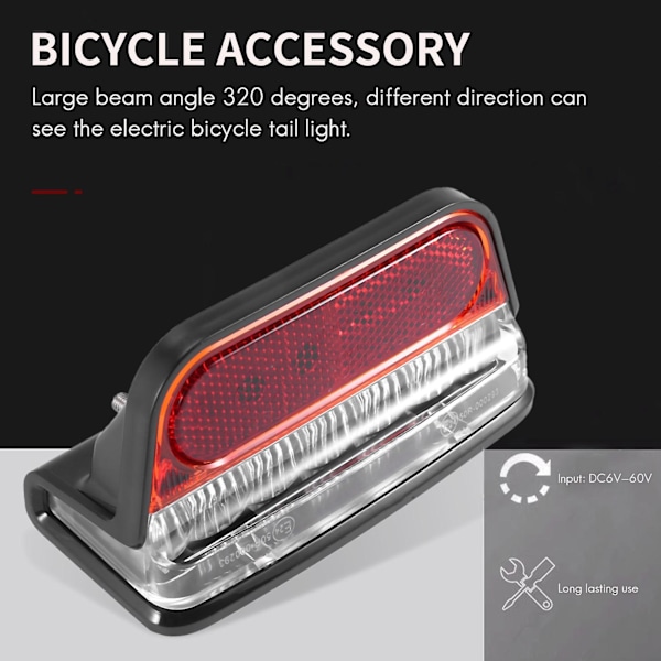 Elektrisk cykellys til Ebike baglygte DC 6v 12v 24v 36v 48v 60v cykel E-bike baglygte Cy