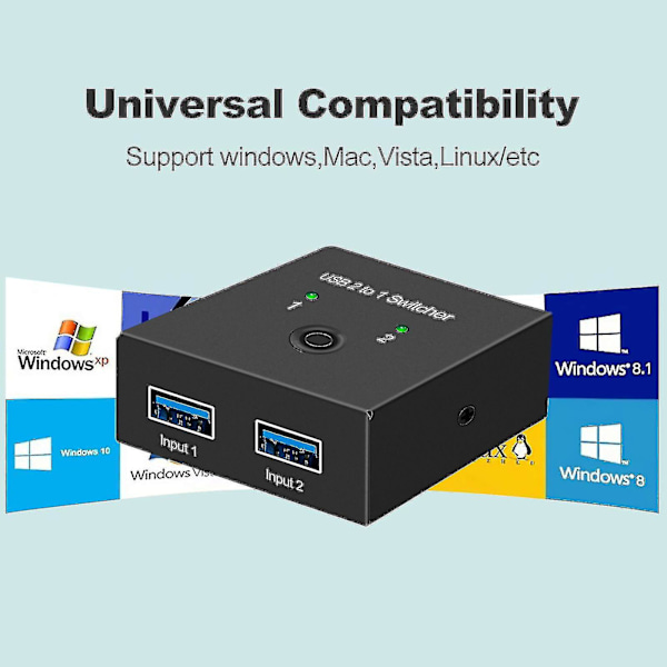Usb 3.0-switch 2 Pc Usb Bi-directional Switcher Selector Box 2x Usb3.0 Delning
