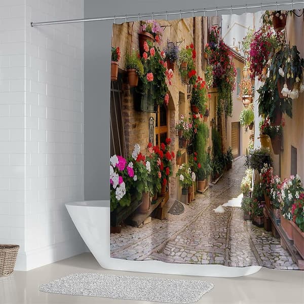 200 x 230 cm Bruseforhæng Blomstret Gade Bruseforhæng Print
