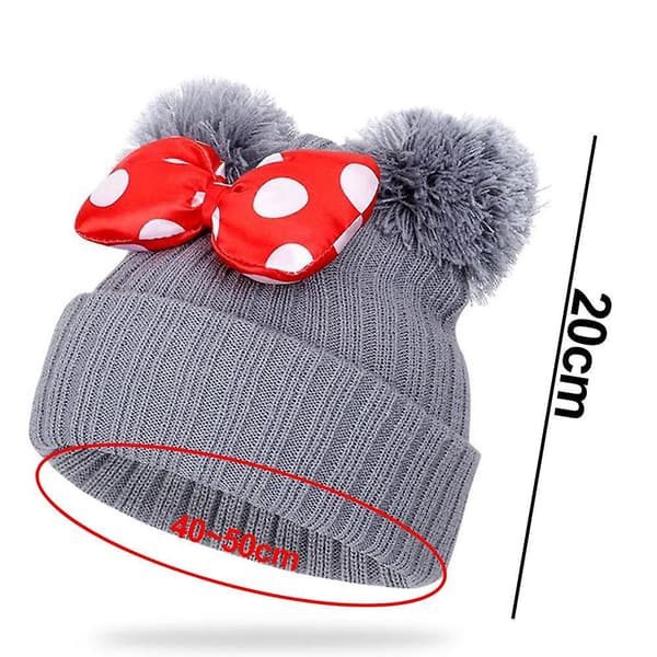 Toddler Hatt Vinter Dubbel Pom Pom Stickad Mössa grå grey